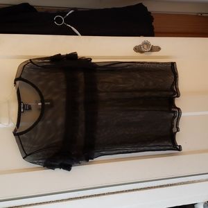 Hot Topic Black Mesh Shirt With Ruffle Details Size 1X NWT